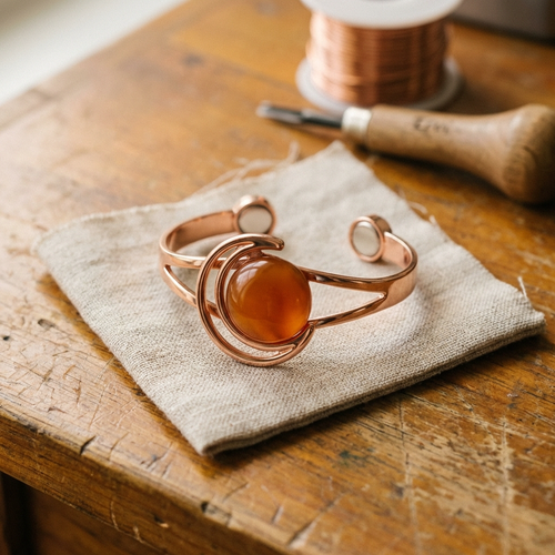 Shirley's Sphere Orange Copper Bracelet